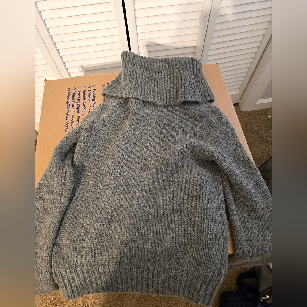 MODA International Chunky Knit Cowl neck Sweater | Gray | Sz S | Cozy Pullover